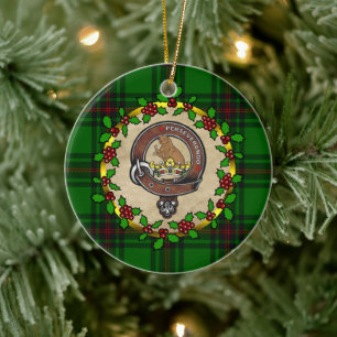 Beveridge Clan Badge & Tartan Personalised Xmas Ceramic Ornament