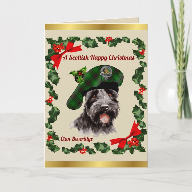 Beveridge Scottie Dog Personalised Xmas Card (Front)