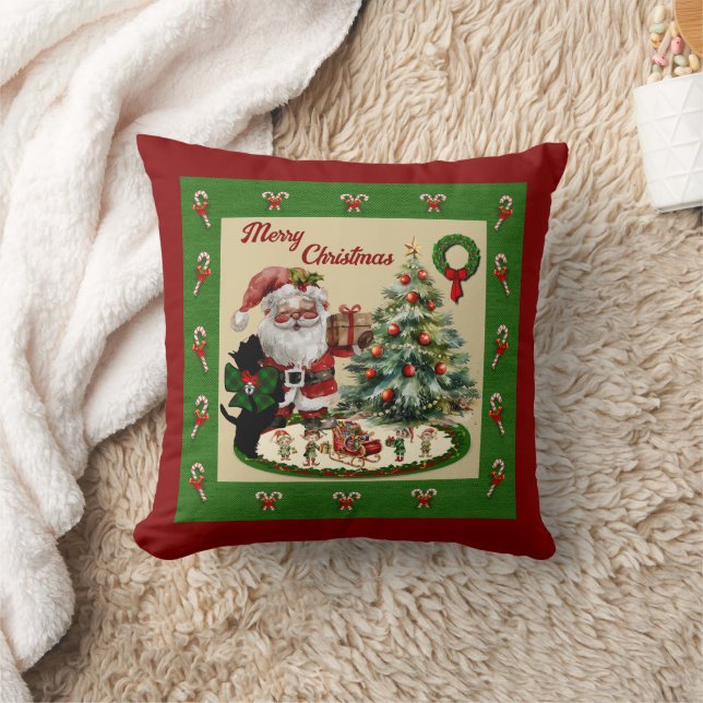Beveridge Scottie & Santa Christmas Cushion (Blanket)