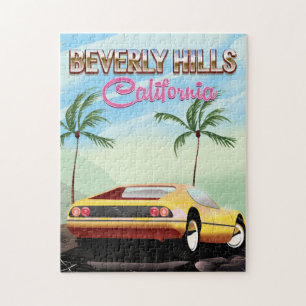 Beverly Hills California retro travel poster Jigsaw Puzzle