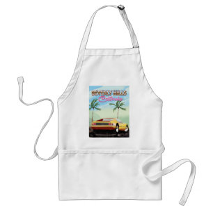 Beverly Hills California retro travel poster Standard Apron
