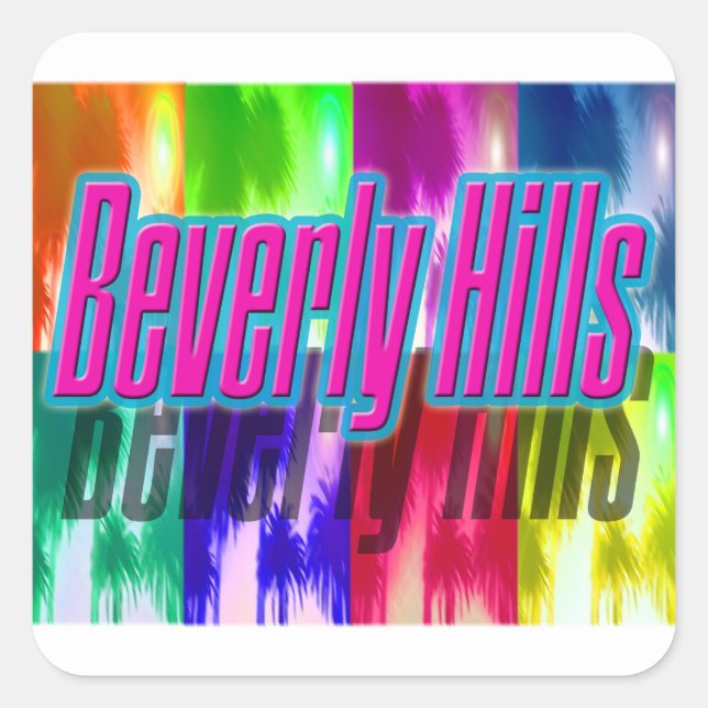 "Beverly Hills" Colourful Palms Sticker (Front)