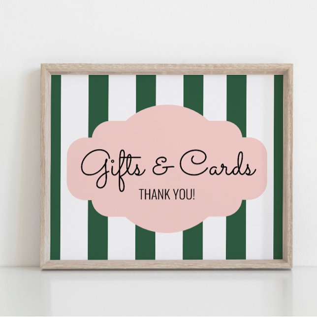 Beverly Hills Pink & Green Baby Shower Gifts Sign (Creator Uploaded)