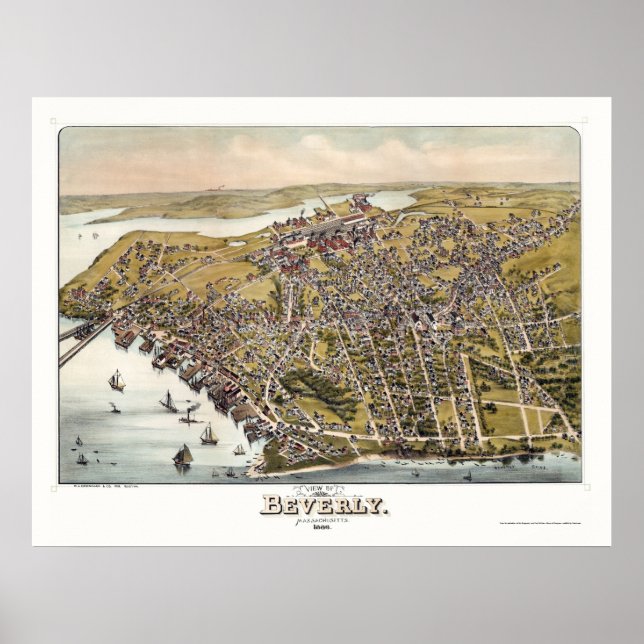 Beverly, MA Panoramic Map - 1886 Poster (Front)