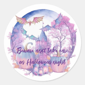 Beware and take care on Halloween night Classic Round Sticker