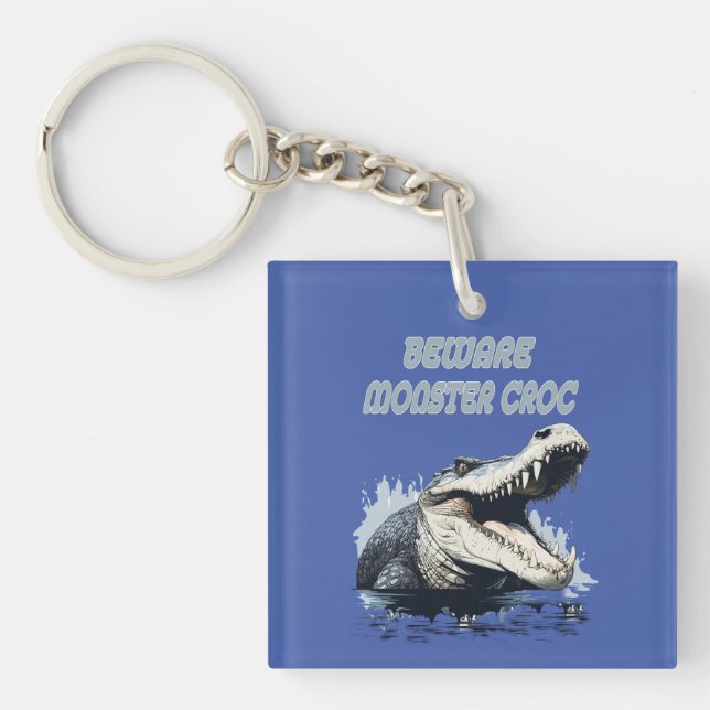 Beware Angry Monster Crocodile Key Ring (Front)
