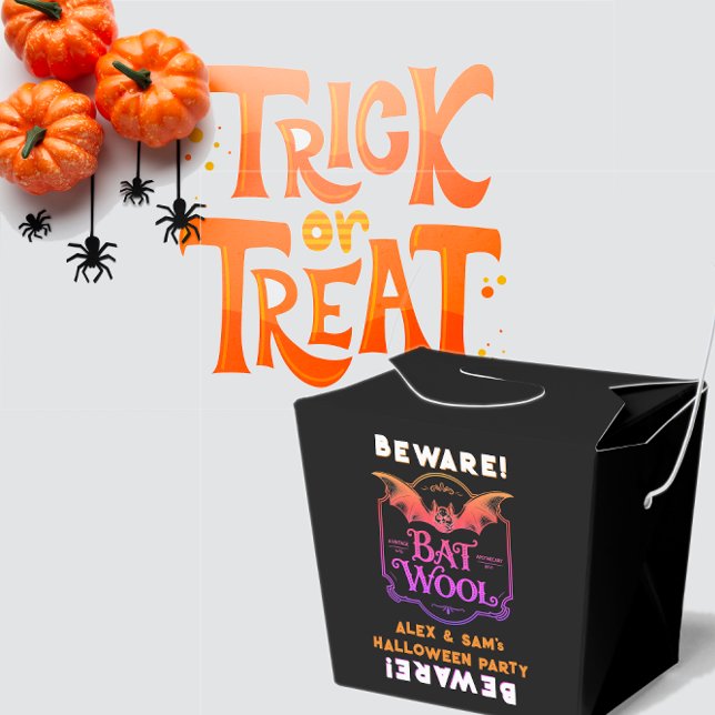 BEWARE Bat Wool Halloween Party Cute Spooky Candy Favour Box (BEWARE Bat Wool Halloween Party Cute Spooky Trick or Treat Neon Unique Candy Favor Boxes)