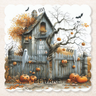 Beware & Boo – The Haunted Gatehouse Paper Coaster