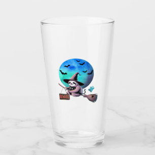 Beware Cute Witch Sloth Flying on Broom Halloween  Glass