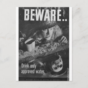 Beware... Drink only approved water Postcard