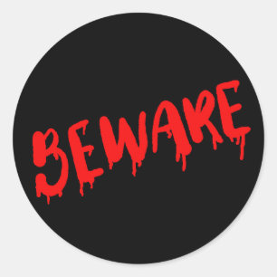 Beware dripping blood Halloween sticker