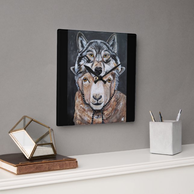 Beware False Alphas Painting by Alfred Fox Square Wall Clock (Office)