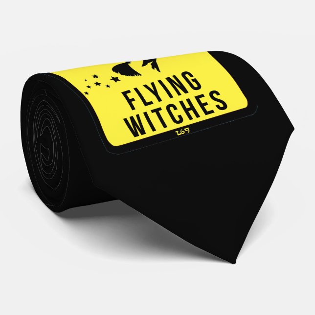 BEWARE FLYING WITCHES  funny halloween  Tie (Rolled)