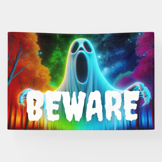 Beware Ghost Halloween Banner (Horizontal)