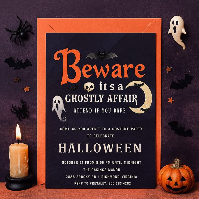 Beware Ghostly Affair Halloween Party Invitation  (Creator Uploaded)