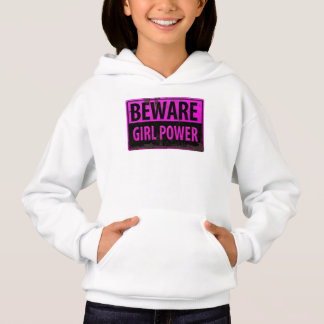 BEWARE Girl Power - Pink Black Metal Danger Sign