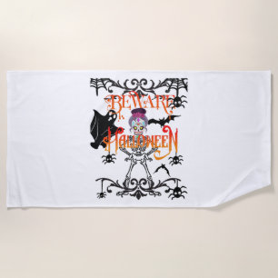 Beware Halloween Beach Towel