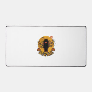 Beware Halloween Coffin Pumpkin Vintage Shirt Desi Desk Mat