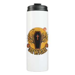 Beware Halloween Coffin Pumpkin Vintage Shirt Desi Thermal Tumbler