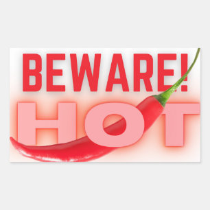 Beware hot  rectangular sticker