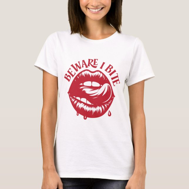 Beware I Bite: Halloween Lips Tee (Front)