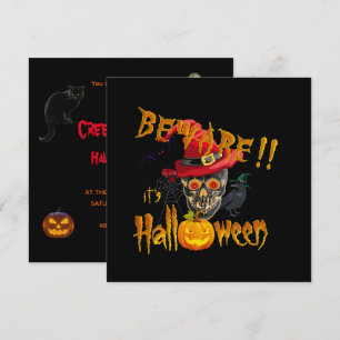Beware it's Halloween Creepy & Scary Party Bash Invitation