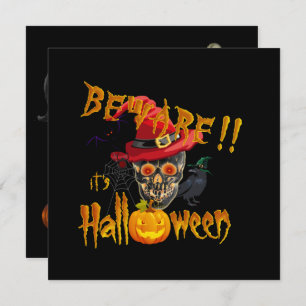 Beware it's Halloween Creepy & Scary Party Bash Invitation