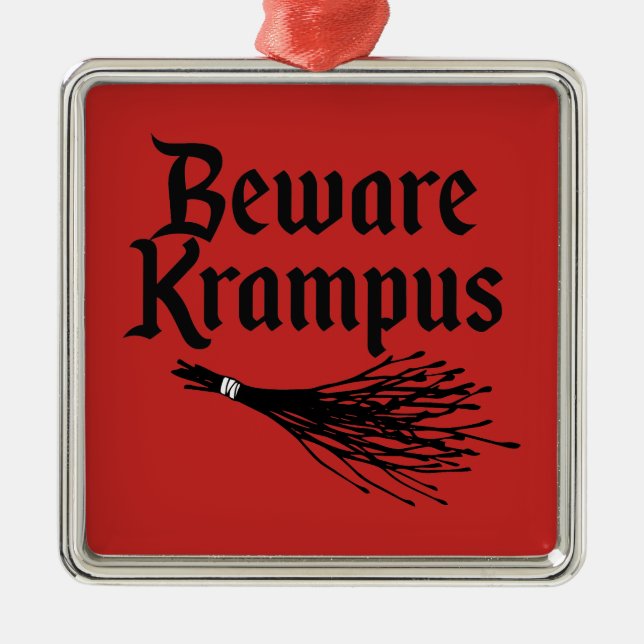 BEWARE KRAMPUS METAL TREE DECORATION (Front)