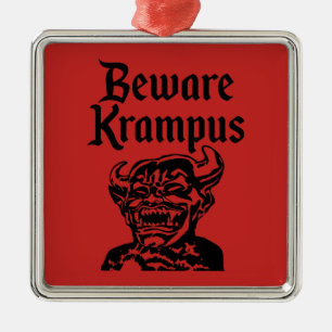 BEWARE KRAMPUS METAL TREE DECORATION