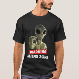 Beware of Aliens Warning Area 51 Illustration Grap T-Shirt