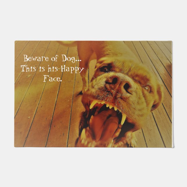 Beware of Big Mouth (Male) Dog Welcome Mat (Front)