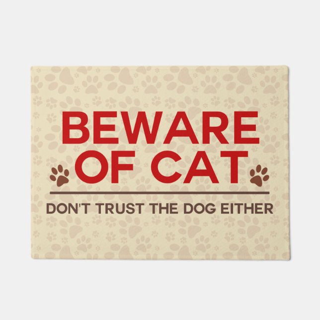 Beware of Cat and dog Doormat (Front)