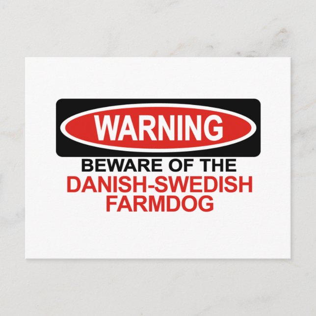 Beware Of Danish-Swedish Farmdog Postcard (Front)