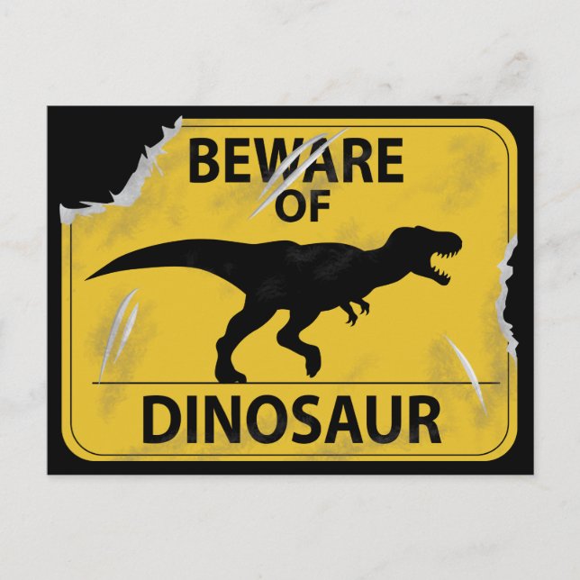 Beware of Dinosaur (damaged) Postcard (Front)