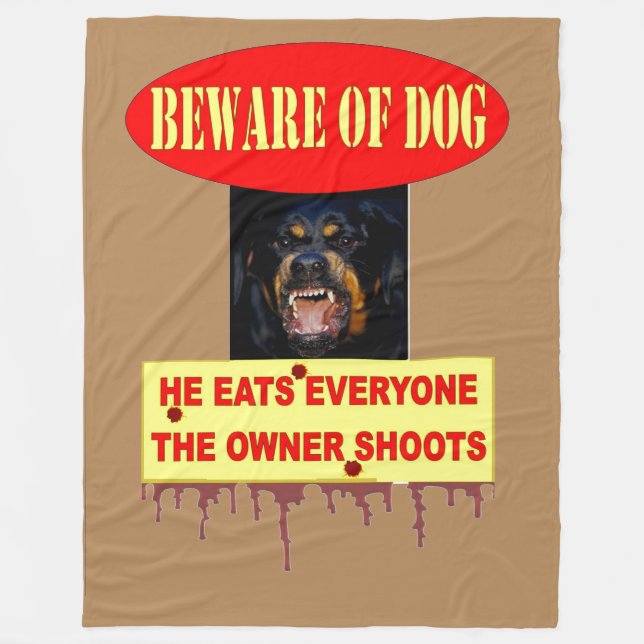 BEWARE OF DOG FLEECE BLANKET (Front)