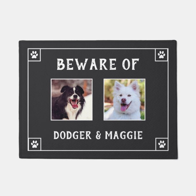 Beware of Dog Names - Two Photos Doormat (Front)