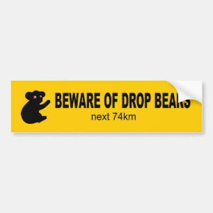 Beware of Drop Bears Funny Aussie Bumper Sticker