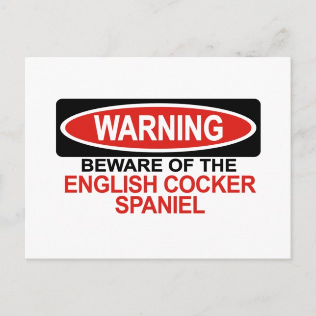 Beware Of English Cocker Spaniel Postcard (Front)