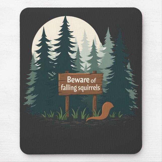 Beware of falling squirrels T-shirt Mouse Pad (Front)