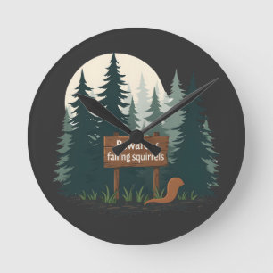 Beware of falling squirrels T-shirt Round Clock