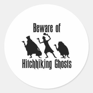Beware Of Hitchhiking Ghosts Funny Halloween Gifts Classic Round Sticker