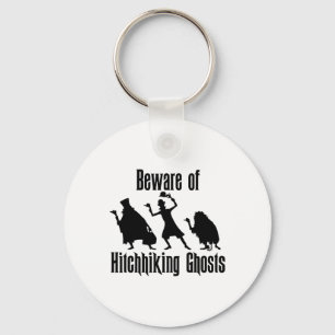 Beware Of Hitchhiking Ghosts Funny Halloween Gifts Key Ring