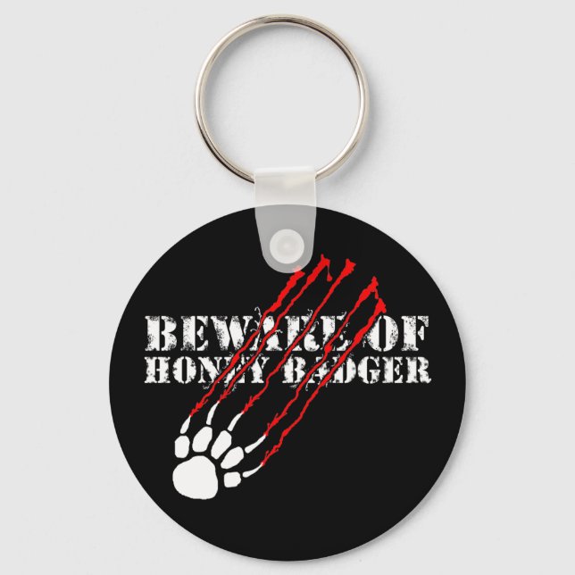Beware of honey badger key ring (Front)