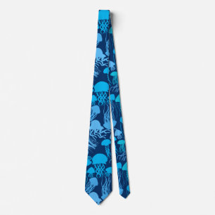 Beware of Jellyfish. L Blue.b D Blue BG Tie