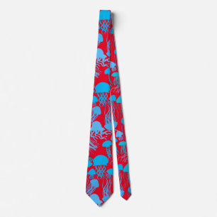Beware of Jellyfish. L Blue.b Red BG Tie