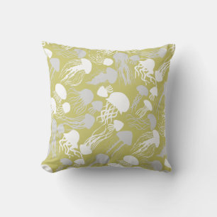 Beware of Jellyfish.w.b L Yellow BG Cushion