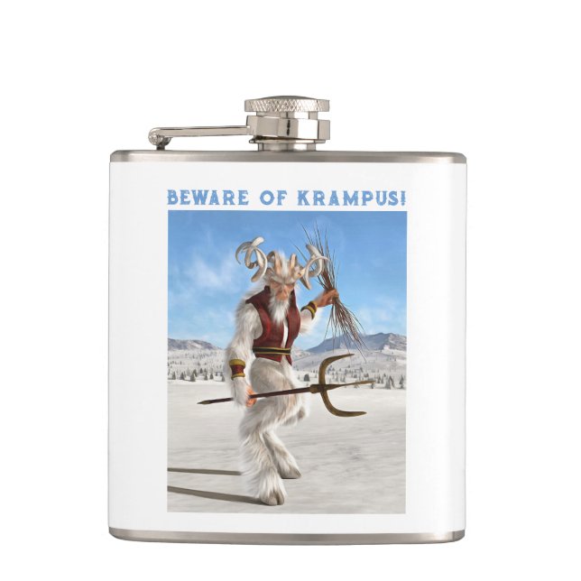 Beware of Krampus! Hip Flask (Front)