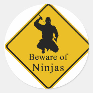 Beware of Ninjas Classic Round Sticker