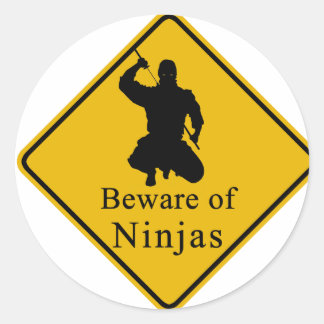 Beware of Ninjas Classic Round Sticker