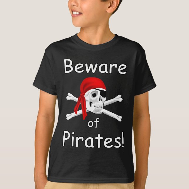 Beware of Pirates Kids T-shirt (Front)